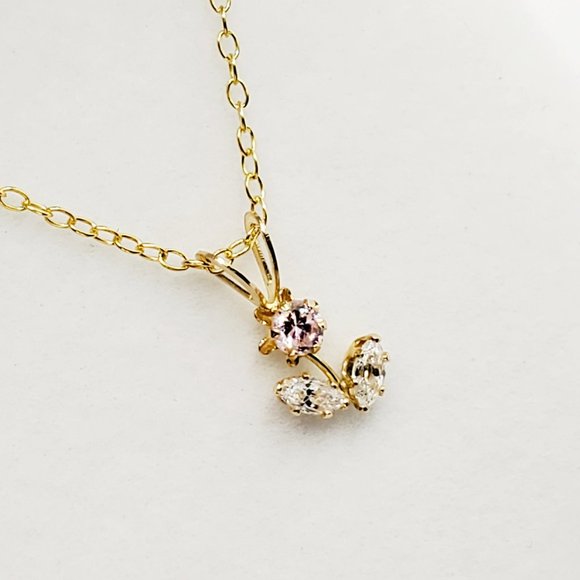 10K Yellow Gold CZ Flower Pendant - Picture 7 of 9